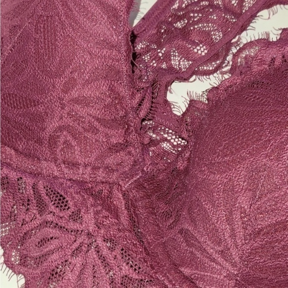 M Victoria's Secret Pink Date Lightly Lined Lace Bralette Rosewood Racerback - Picture 5 of 6